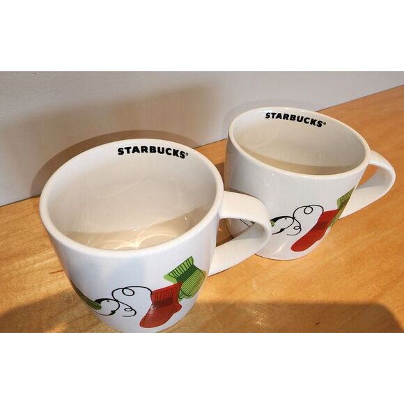 STARBUCKS Coffee Cups Dove & Christmas Mittens 10 Oz. 2011 Holiday Mugs Set of 2 - Picture 3 of 11